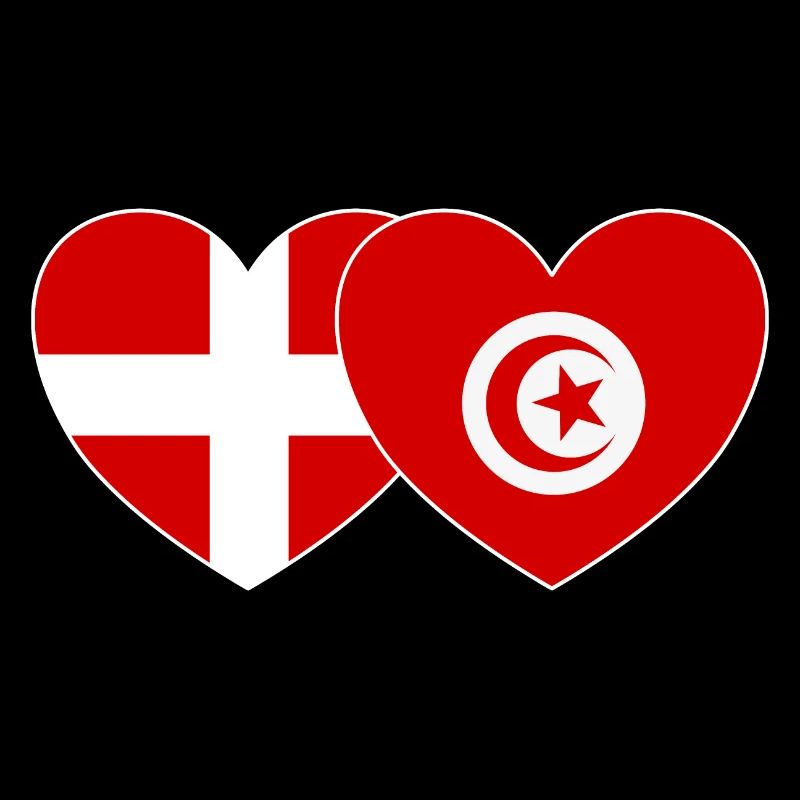 Denmark Tunisia Flag Heart