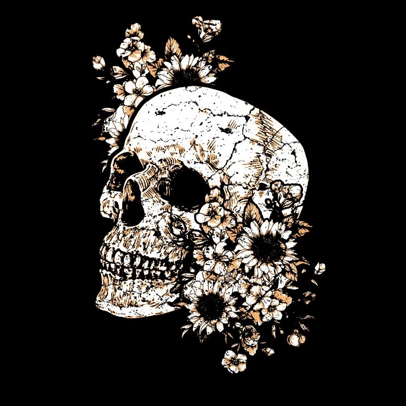 Tête de mort Skull crânes fleurs