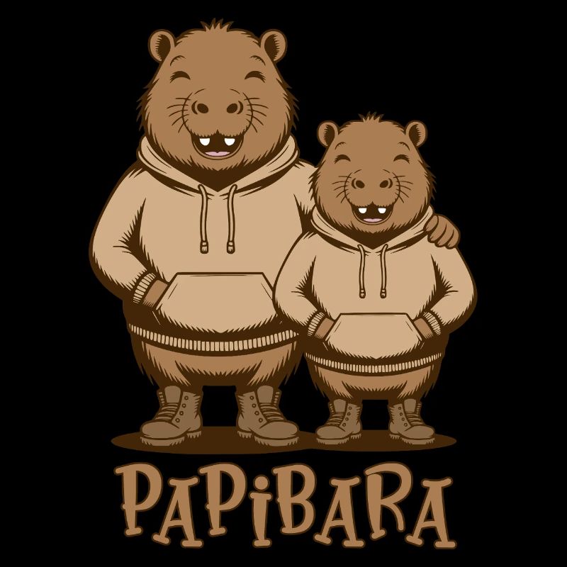 Papibara Papi Capybara Vater Lustig Papa Vatertag