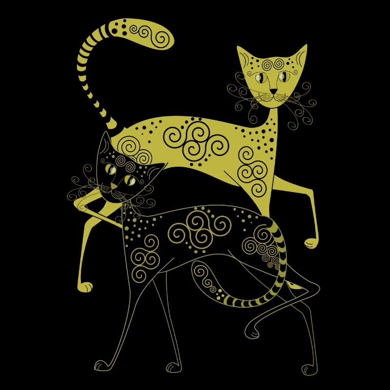 chat doré et noir avec motif abstrait