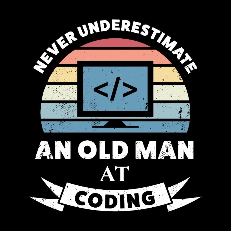 Lustiger alter Mann beim Codieren-Programmiergeschenk