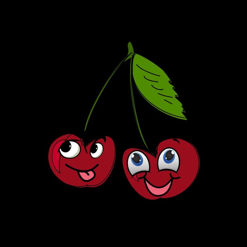 Funny cherries with face cartoon style