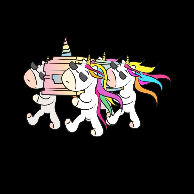 Halloween unicorns with coffin do a show