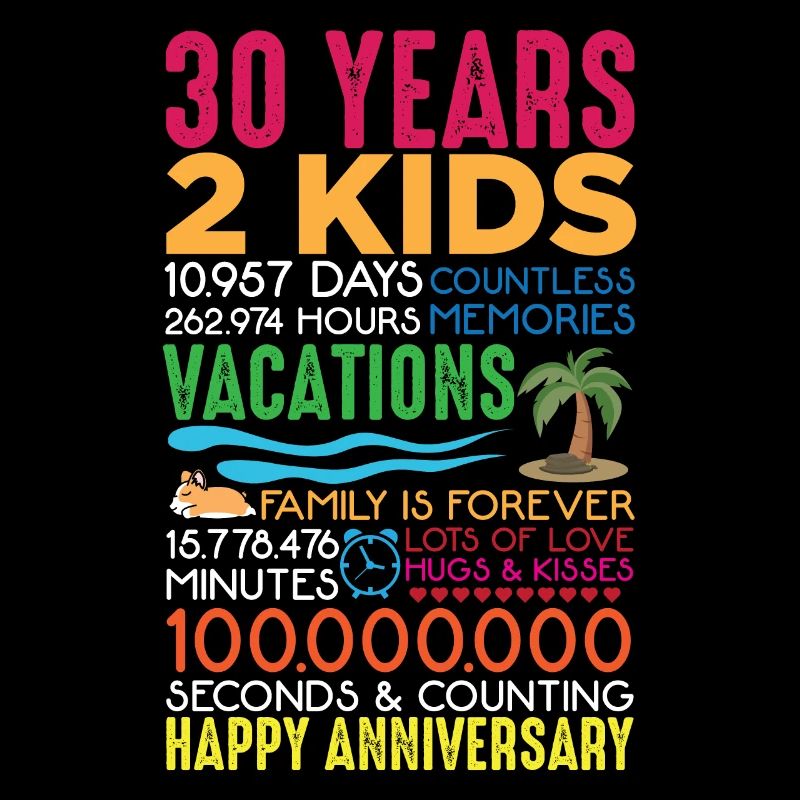 30 Jahre Hochzeitstag Jubiläum 2 Kinder Eltern
