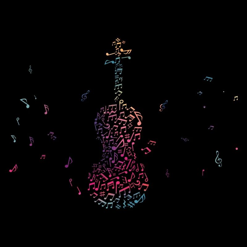 Colourful violin Musical notes String instrument