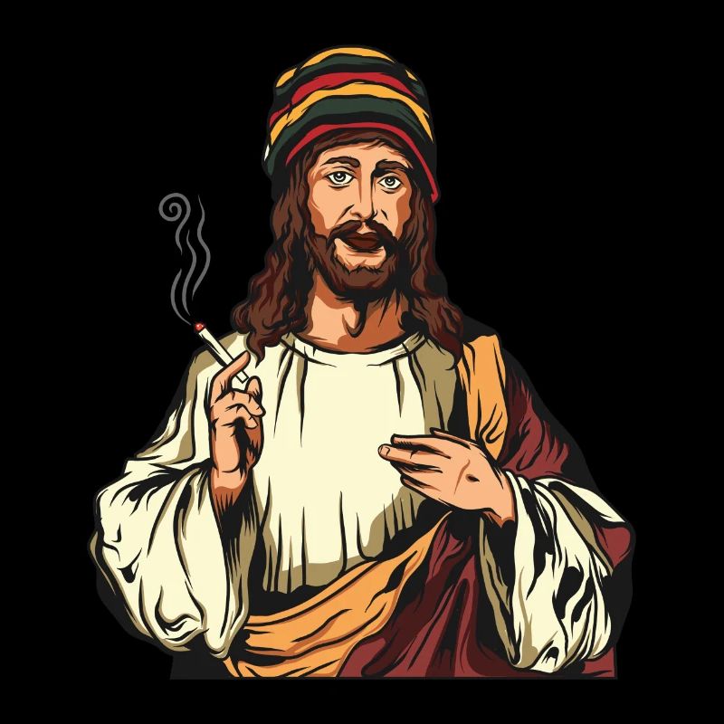 Smoking Weed Joint Jesus Cannabis Hanf Rasta 420