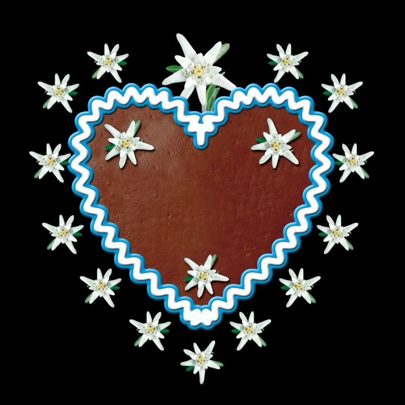 Lebkuchenherz Edelweiss + Dein Text Wunschtext