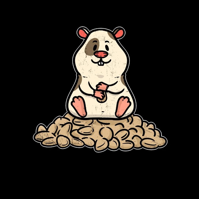 Petit hamster avec beaucoup de cacahuètes