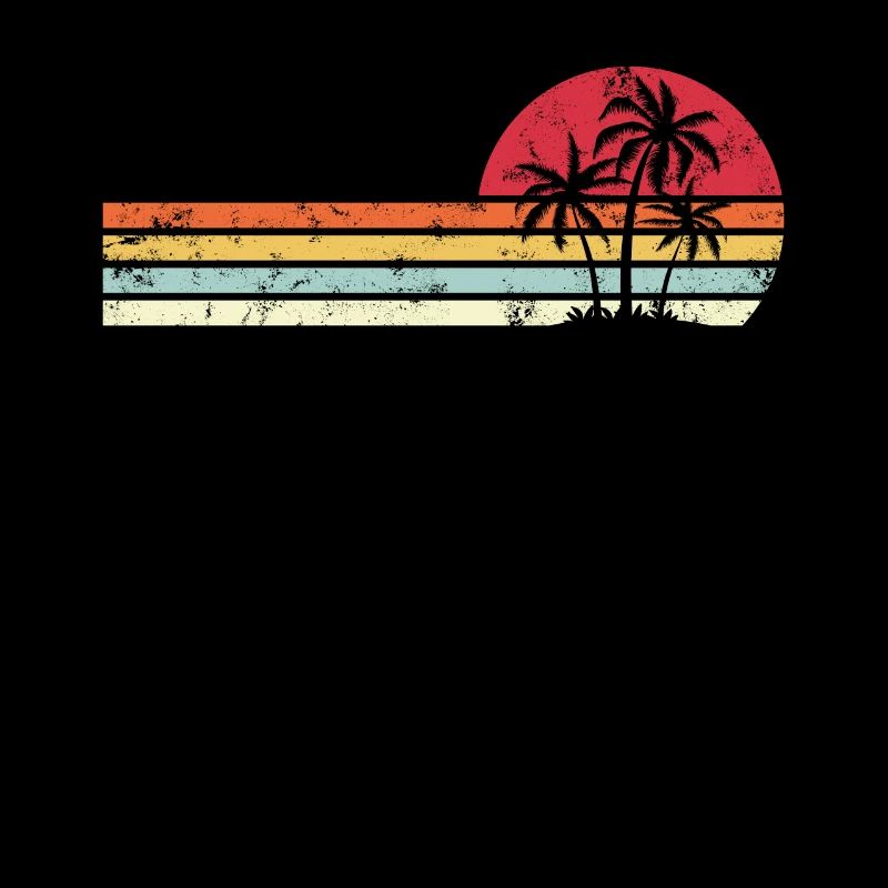 Palm Tree Retro Style Tropical Beach Pacific Ocean
