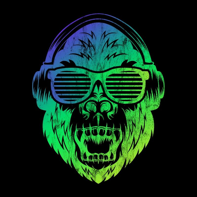 DJ Monkey singe avec un casque lunettes de soleil singe