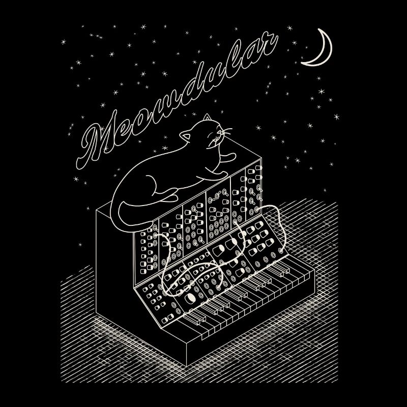 Katze auf modularem Synthesizer Lustiger Synth