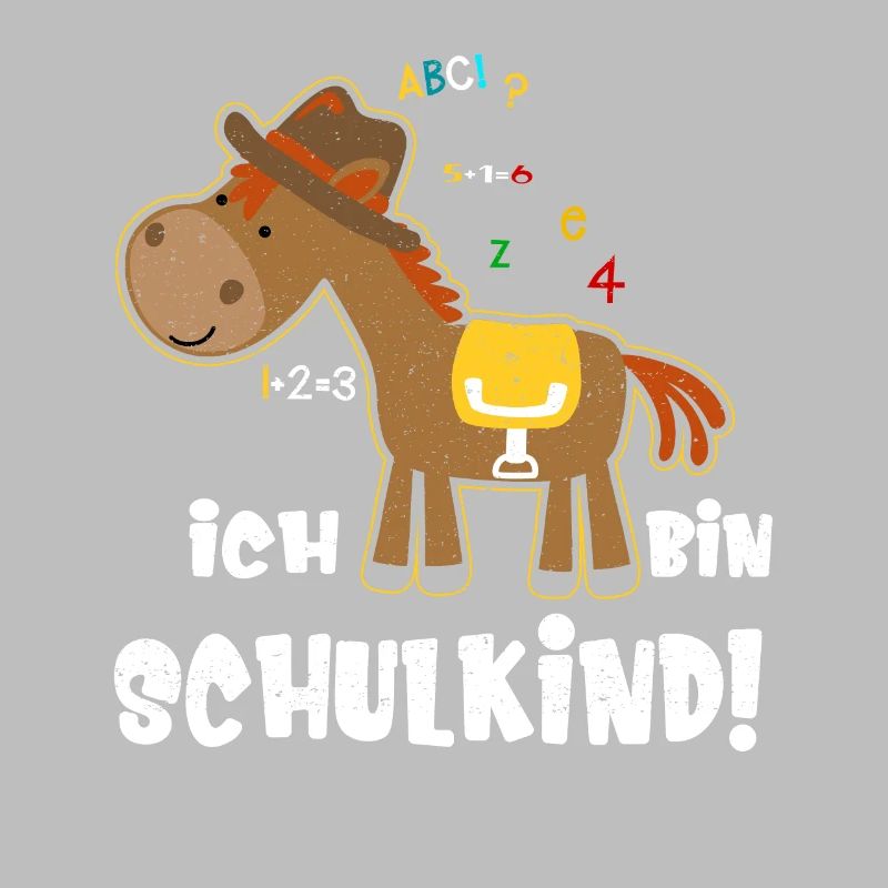 Ich bin Schulkind Einschulung Spruch mit Pferd