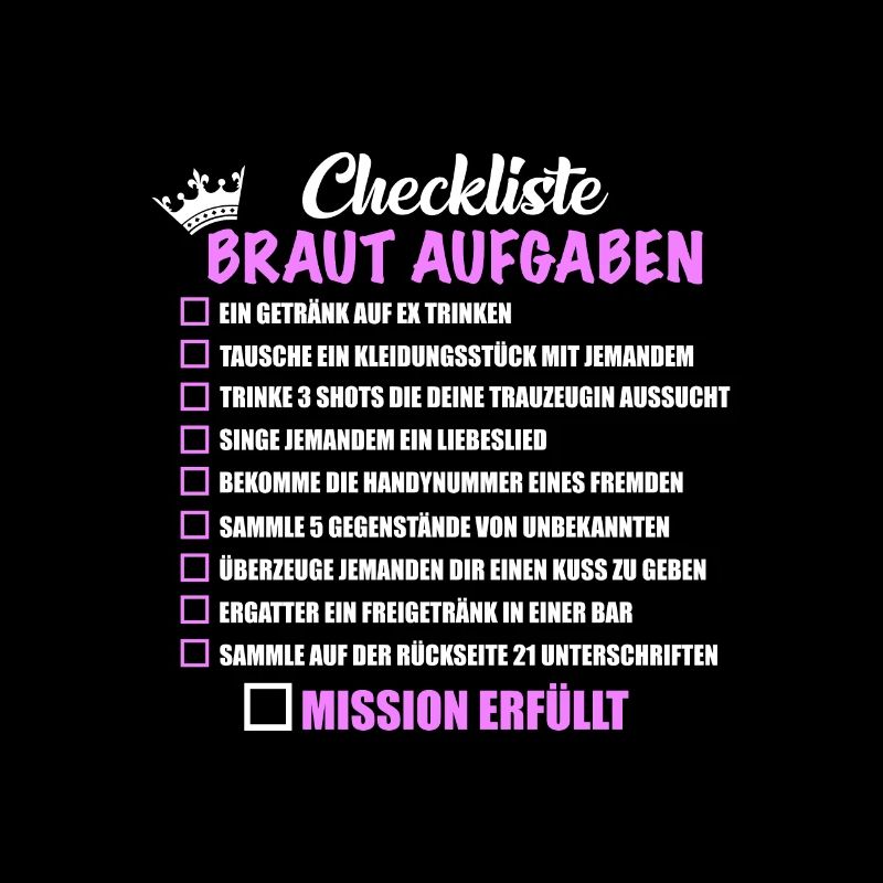 JGA Party Checkliste Braut Aufgaben Mutprobe