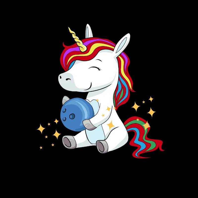 Bowling Unicorn Einhorn Comic Glitzer Süß Geschenk