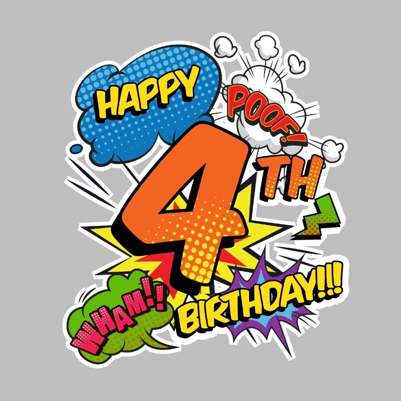 4th Birthday Young Comic Style Superheroes