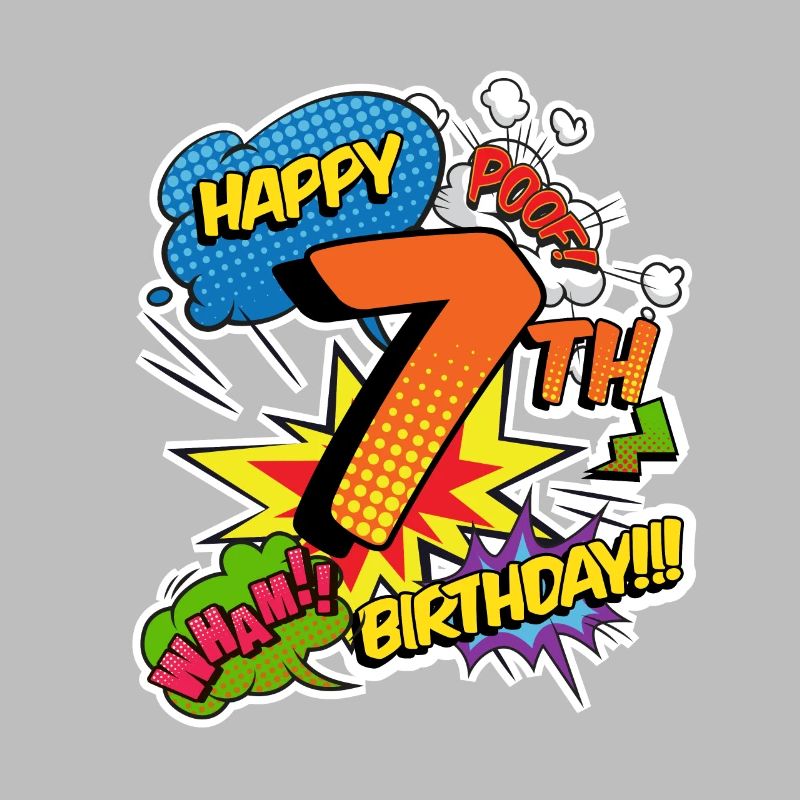 7. Geburtstag Junge Comic-Stil Superhelden
