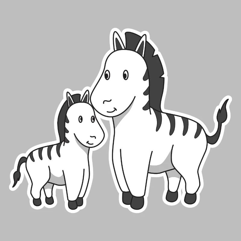 Zebra Mutter Kind Muttertag Geschenk Tiere Comic