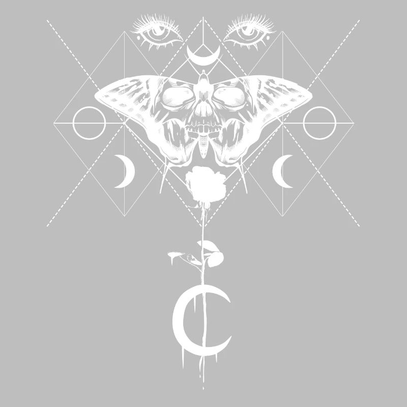 Occult Gothic Satan Witch Skull Butterfly