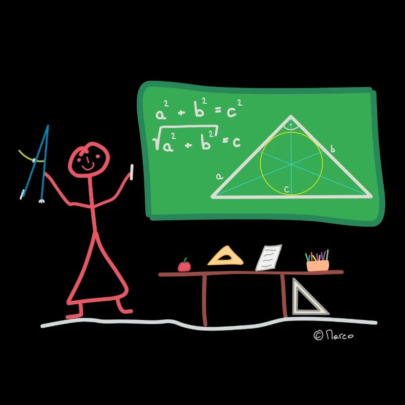 Teacher student stick figure, geometry math