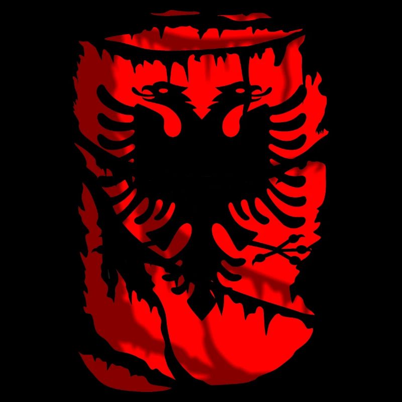 Flagge Albaniens, zerbrochener oder zerrissener Stoffeffekt