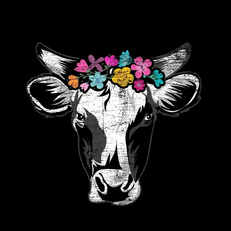 Vache pays fleurs