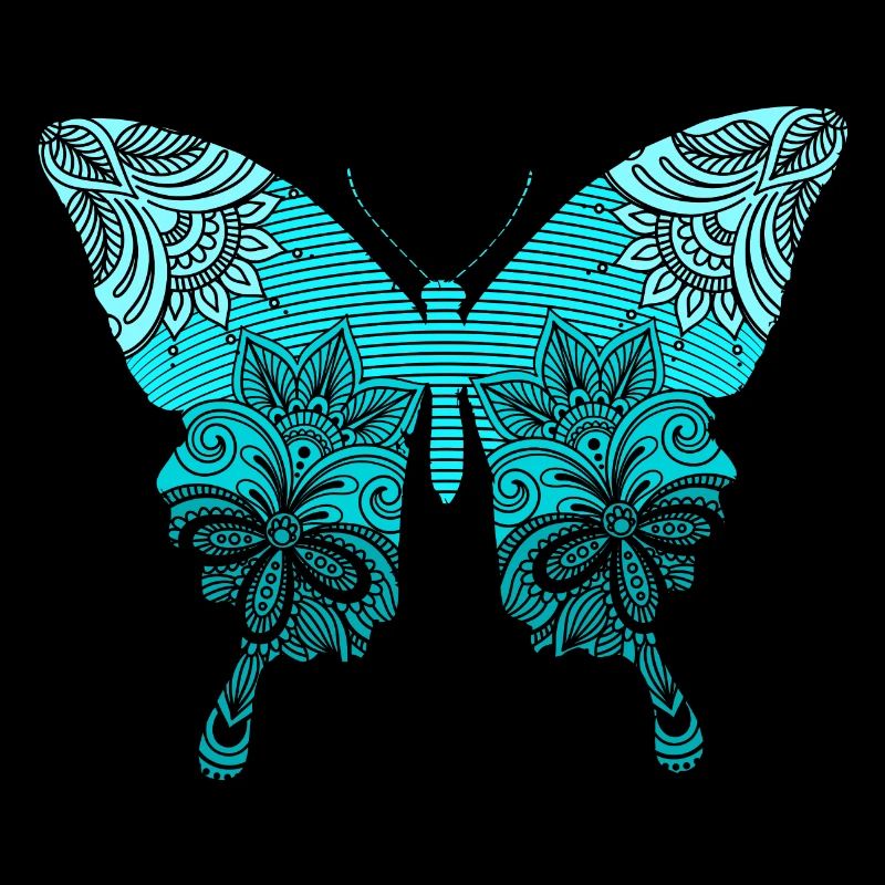 Papillon papillon mandala bleu