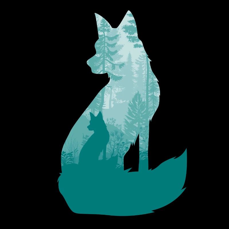 Fuchs Silhouette im Wald