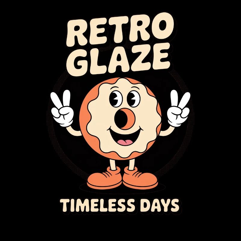 Rétro glaçage beignet dessin animé rétro