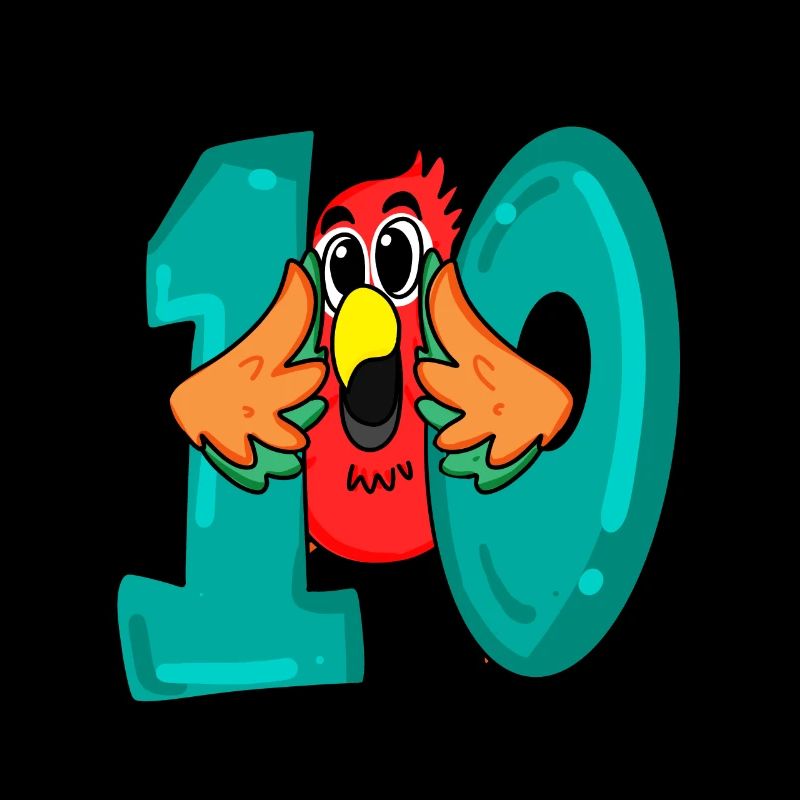 10 Geburtstag - Papagei Vogel mit der Nummer 10