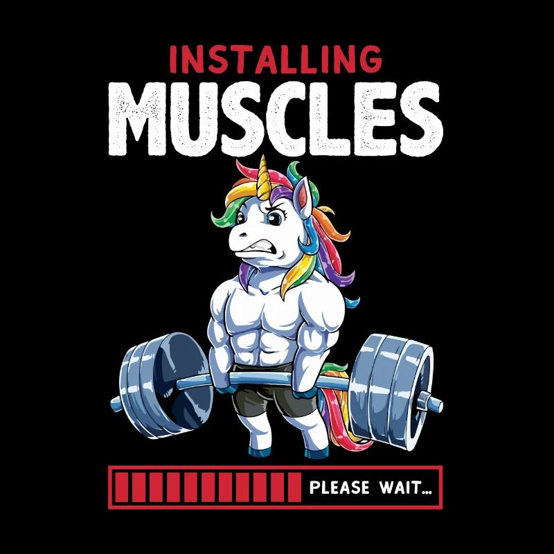 Installing Muscles cooles Einhorn mit Hantelstange