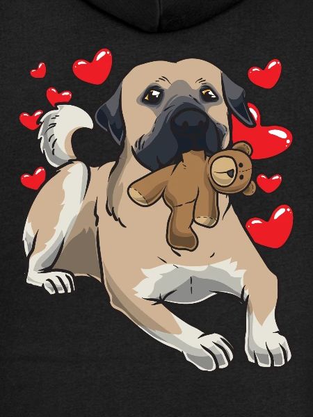 Cane Kangal con pel pelati e molti cuori