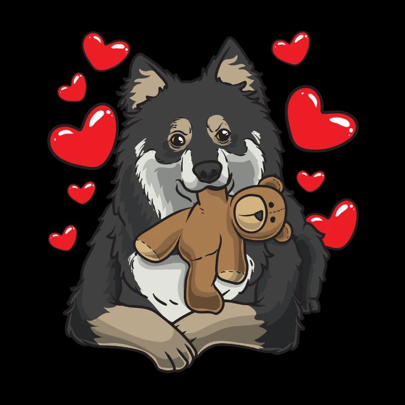 Finnischer Lapphund mit Kuscheltier