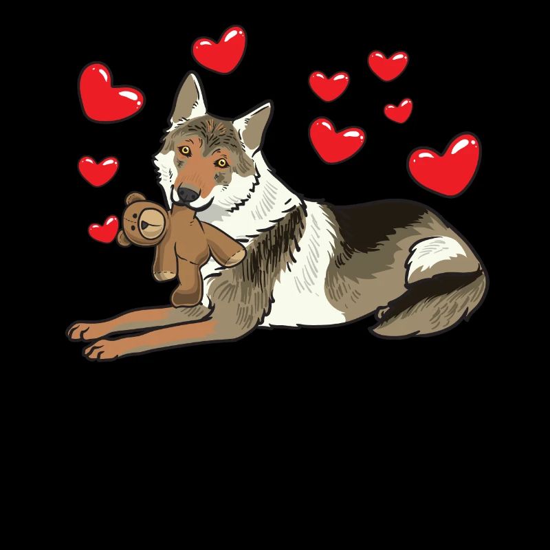 Tschechoslowakischer Wolfhund mit Kuscheltier