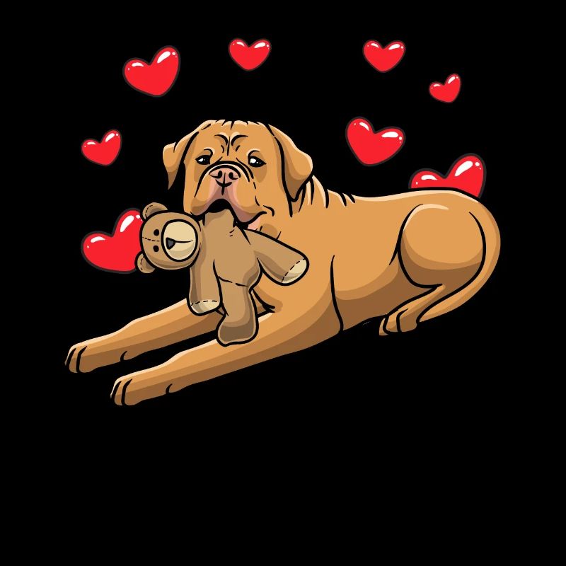 Chien Dogue de Bordeaux avec peluche