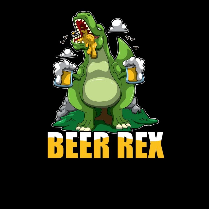 Beer Rex T-Rex Dino Drinking Beer Lover