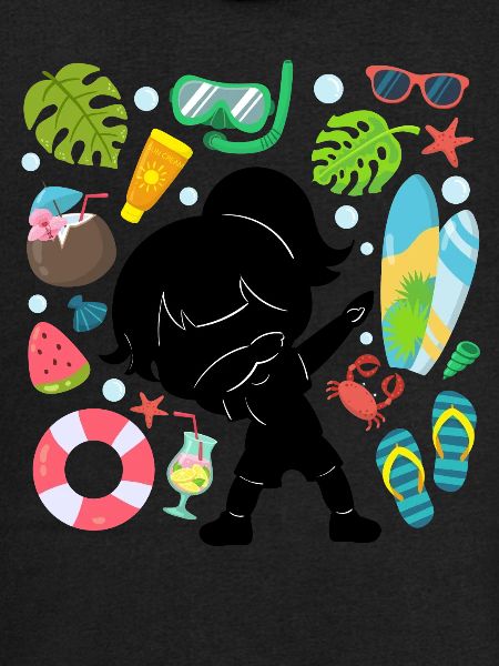 Silhouette Dabbing Girl Summer Time Beach Style