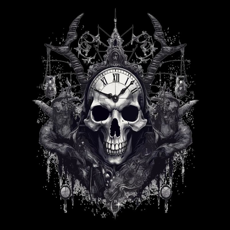 Gothic Witchcraft Ritual Dark Skull Clock Horror