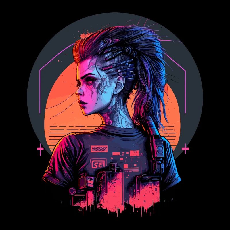 Dessin à couper le souffle d’une cyber-dame