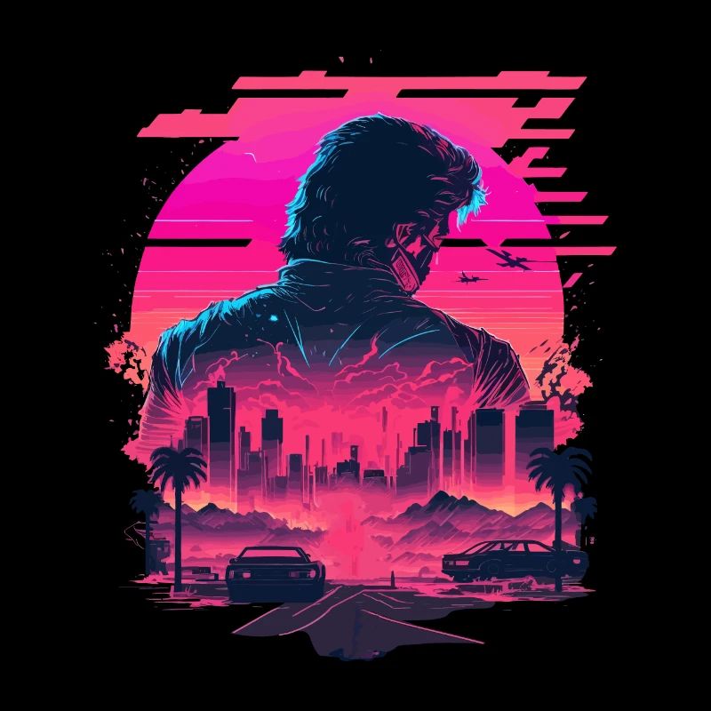Synthwave City Skyline
