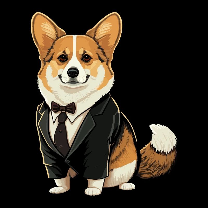 Corgi im Smokinganzug