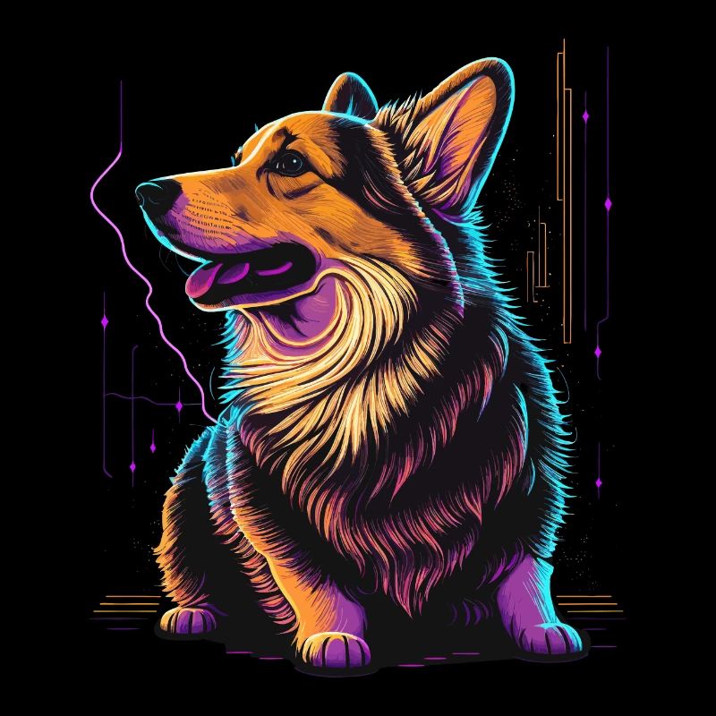 Cool looking Vaporwave Corgi