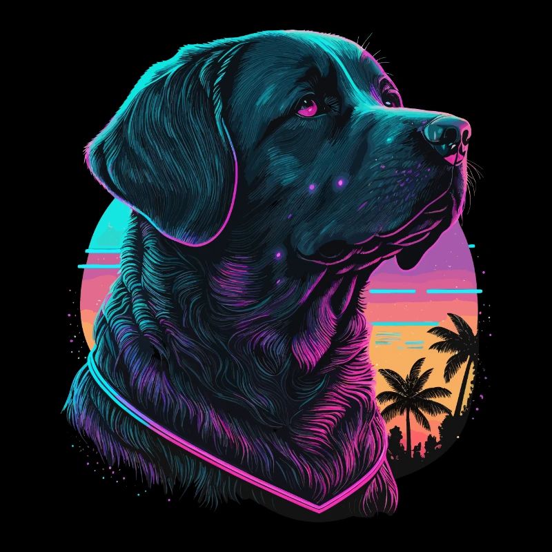 Schwarzer Labrador Retriever Look Up the Sunset Sky