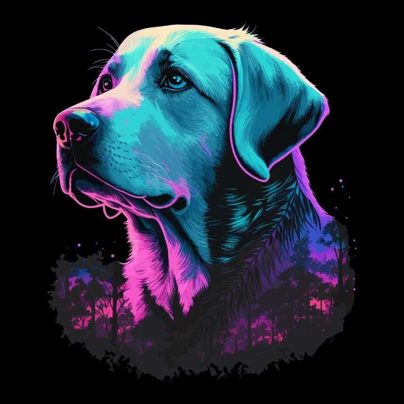 Labrador retriever blanc à Night Forest