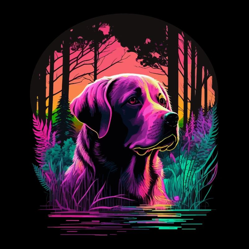 Labrador Retriever seul dans les bois