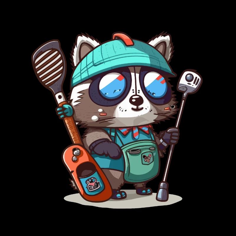 Waschbär-Golfer
