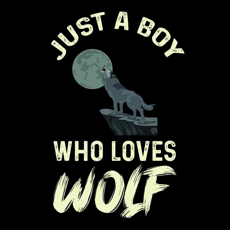 Junge liebt Wölfe Vollmond Wolf Rudel