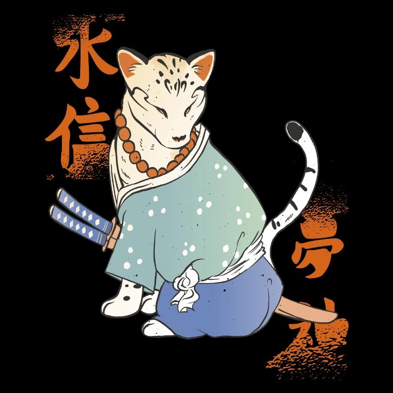 Samurai Katze mit Katana Catmurai Japanischer Krie