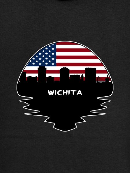 Wichita Kansas Usa Flag Skyline Silhouette Travel