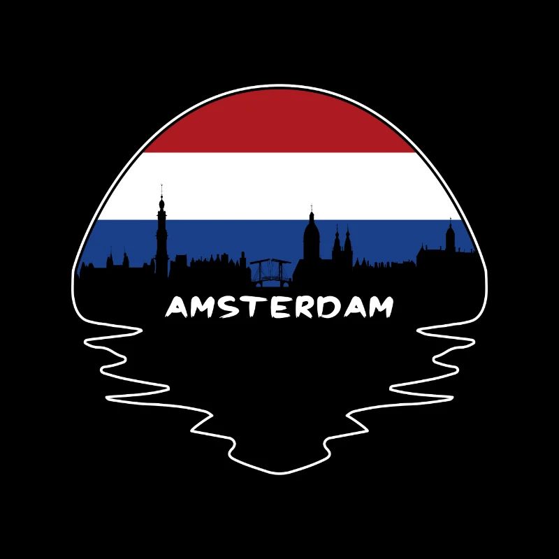 Amsterdam Pays-Bas Flag Skyline Silhouette