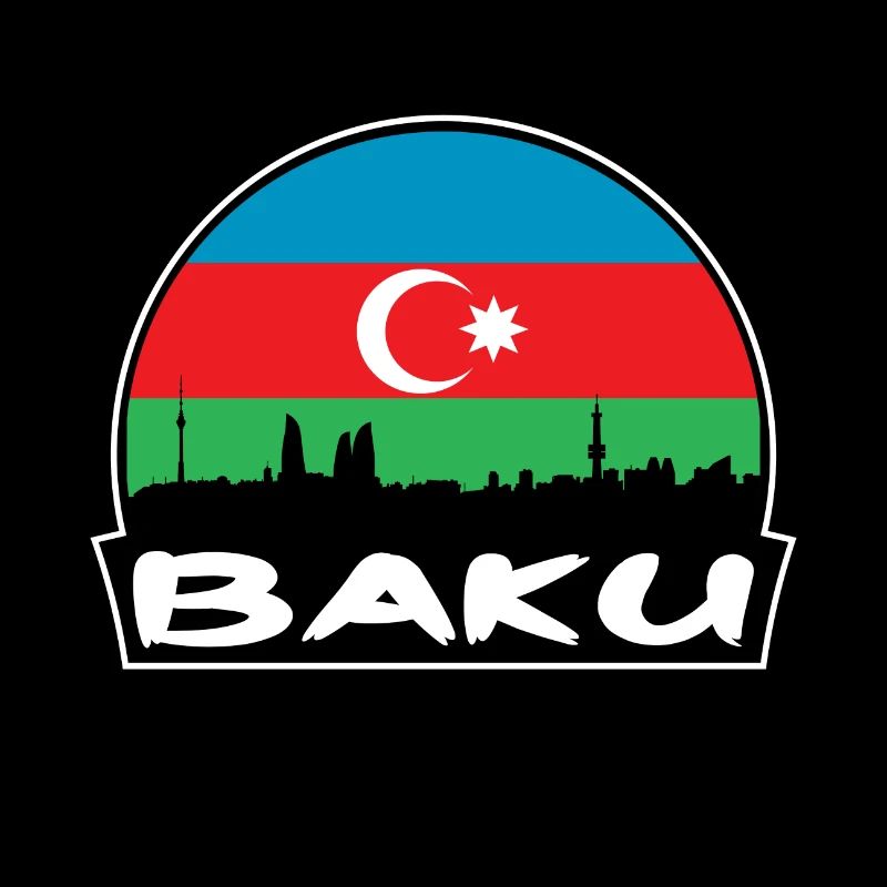 Bakou, Azerbaïdjan, drapeau, Skyline, silhouette, voyage